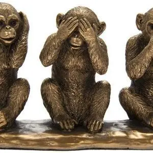 3 Wise Monkeys Bronzed Figure